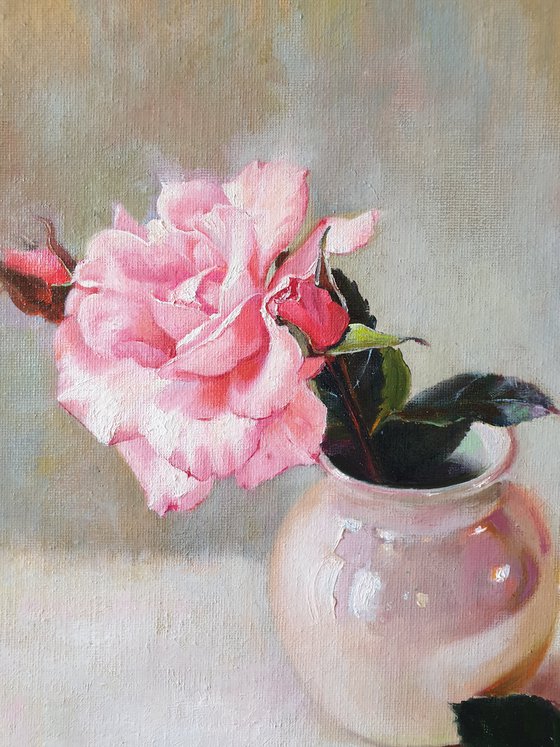 "Just a rose."  rose flower  liGHt original painting  GIFT (2020)