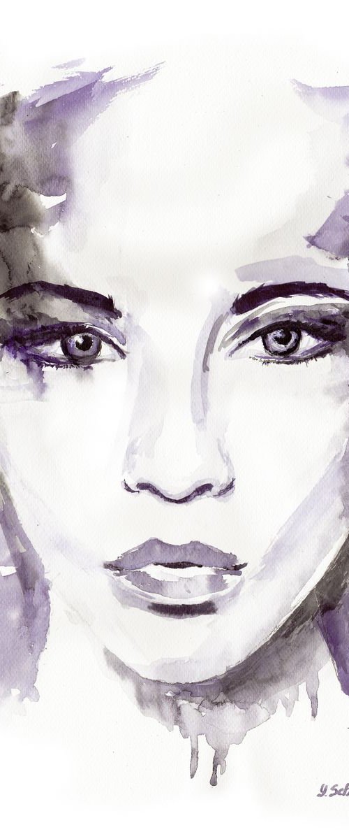 Abstract Watercolour women's portraits series. Bianca by Yulia Schuster