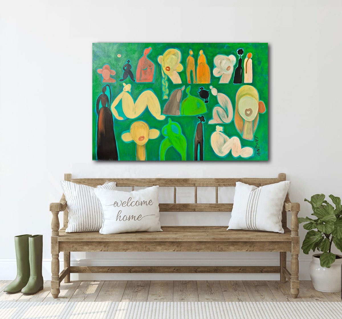 Impressionistic Portrait Acrylic Painting By Kariko Ono, 47 X 30", Health 1, Original Artwork