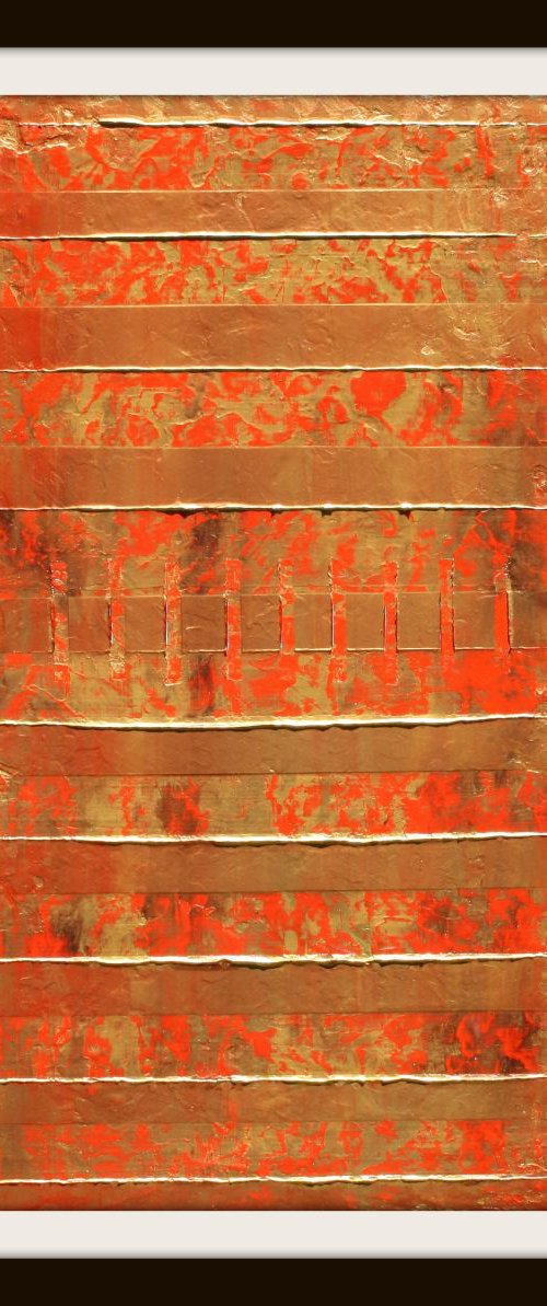 Red Gold Asian Abstract by Robert Lynn