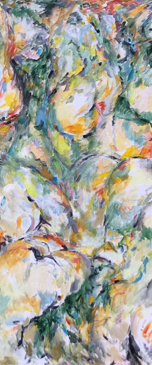 BREATH OF SPRING - nude abstract original painting, erotic, interior art by Karakhan