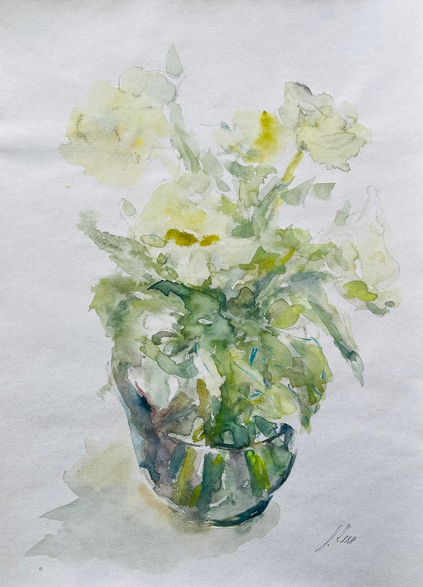 Impressionistic Still Life Watercolour By Elena Klyan, 12 X 16, Tulips 8, Original Artwork