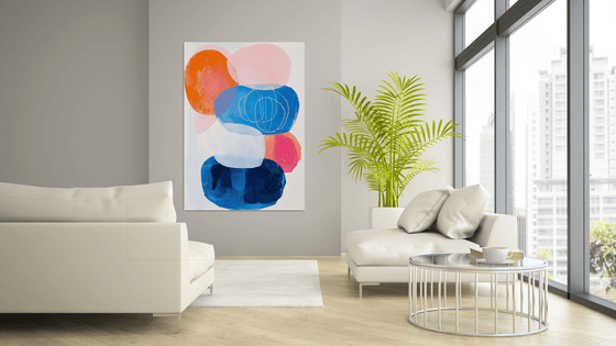 Painting of Pink, Orange, Blue