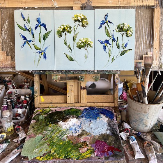 IN THE MOMENT №7 -  flowers herbs impasto painting.