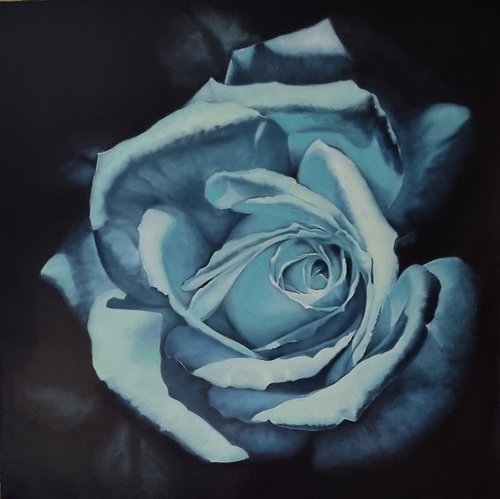 "Night rose.  "  rose flower  liGHt original painting  GIFT (2022) by Anna Bessonova (Kotelnik)