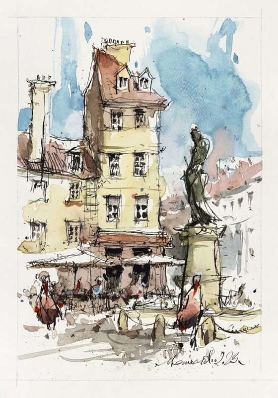 Vienna, travel watercolor sketch.