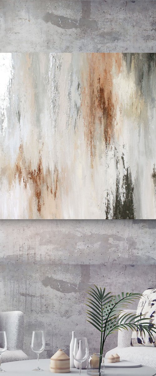 "Instant 2" Abstract gray brown beige art by Yana Sagan