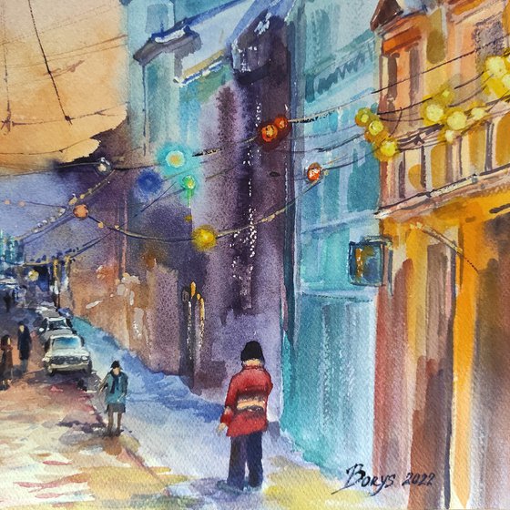 Lviv - ukrainian landscape, original artwork, painting