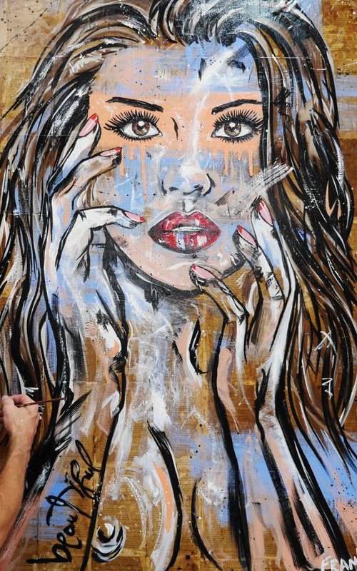Beauty Blu 140cm x 100cm Book Page Urban Pop Art by Franko