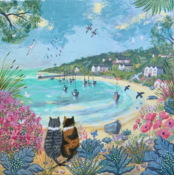 By the Seaside- cat painting