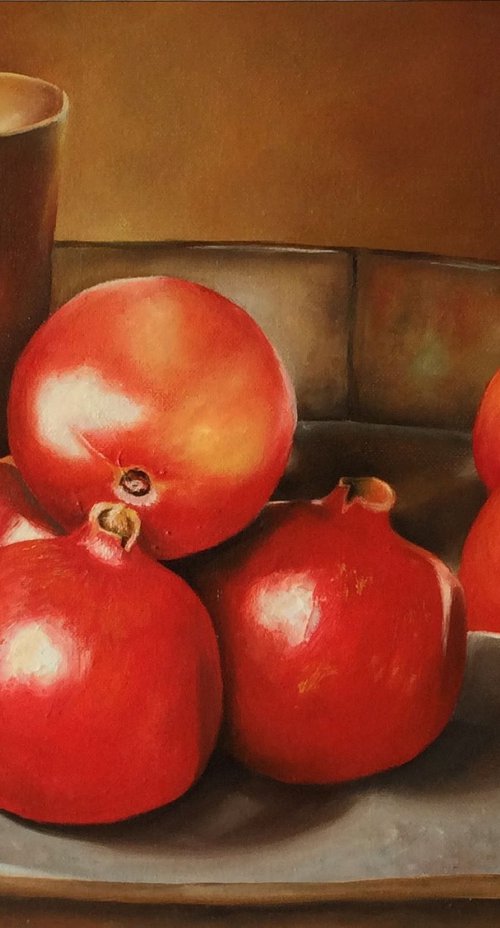 Still Life With Pomegranates by Trisha  Lambi