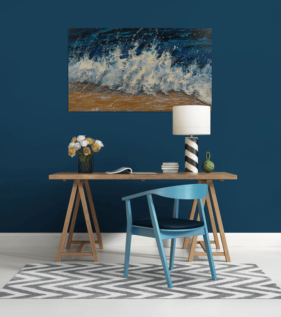 47.2” LARGE Seascape Painting “Waves”