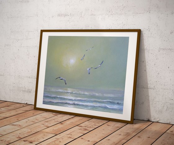 "Seagulls in the haze of morning" SPECIAL PRICE !!!!