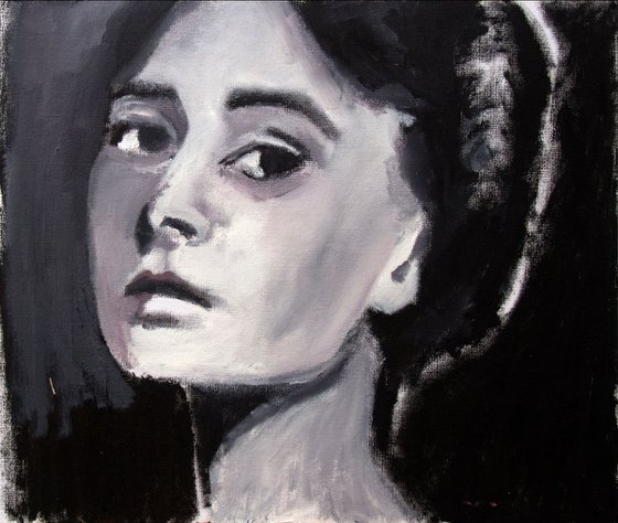 A Knowing Stare Oil On Paper 8.2x9.5