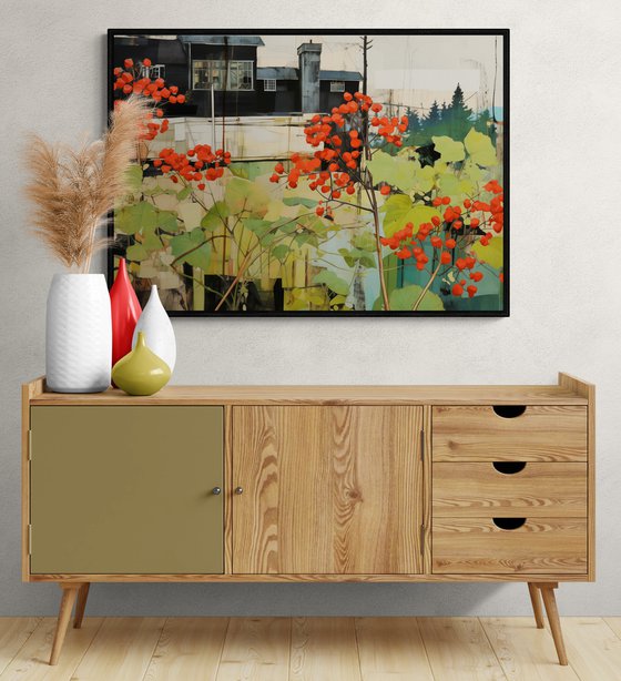 Red viburnum on a green glade #4