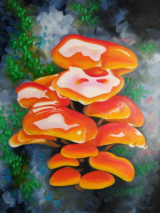 Glossy mushrooms