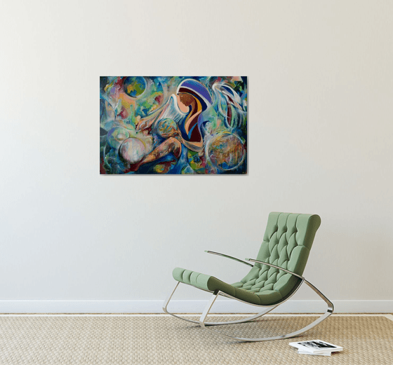 "Angel of mercy",  large acrylic painting,90x60x2 cm