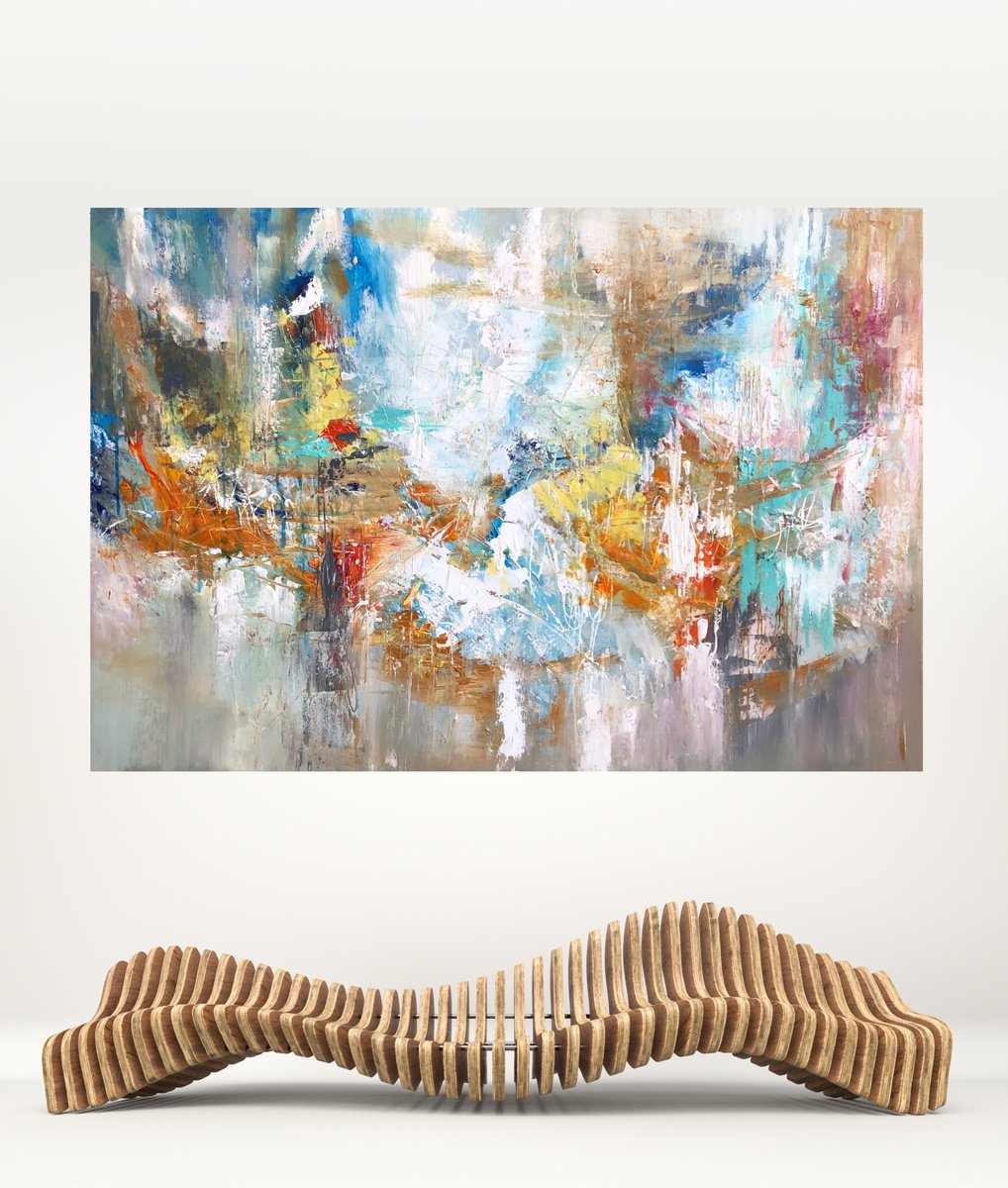 Abstract Acrylic Painting By Snezana Djordjevic, 39 X 28", Wonderland, Original Artwork