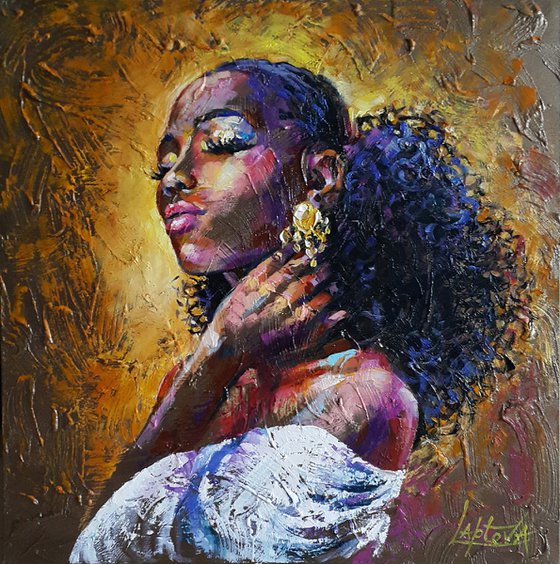 Painting portrait of a black woman - Character - portrait african woman