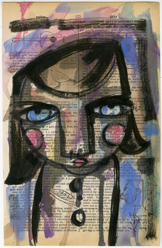 Funky Face 2020-30 - Mixed Media Painting by Kathy Morton Stanion
