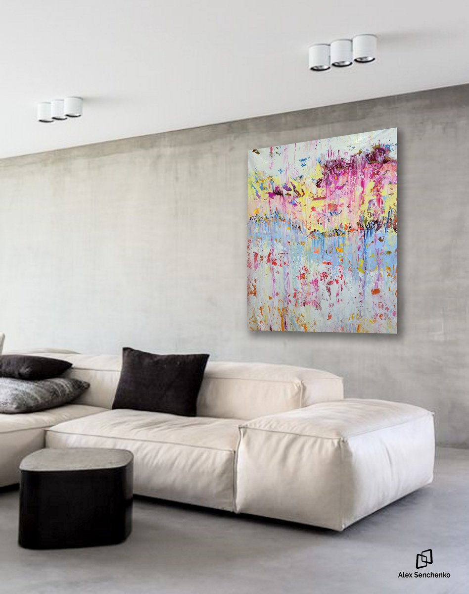 Abstract Acrylic Painting By Alex Senchenko, 43 X 55, Abstract R 2406, Original Artwork