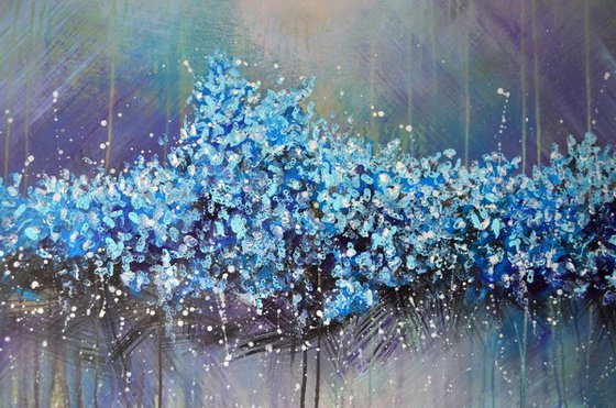 Blue Dots - Large Original Abstract Art on Canvas Ready To Hang