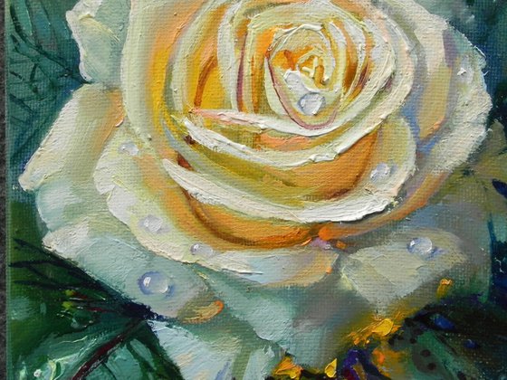 "White Rose" Original art Framed