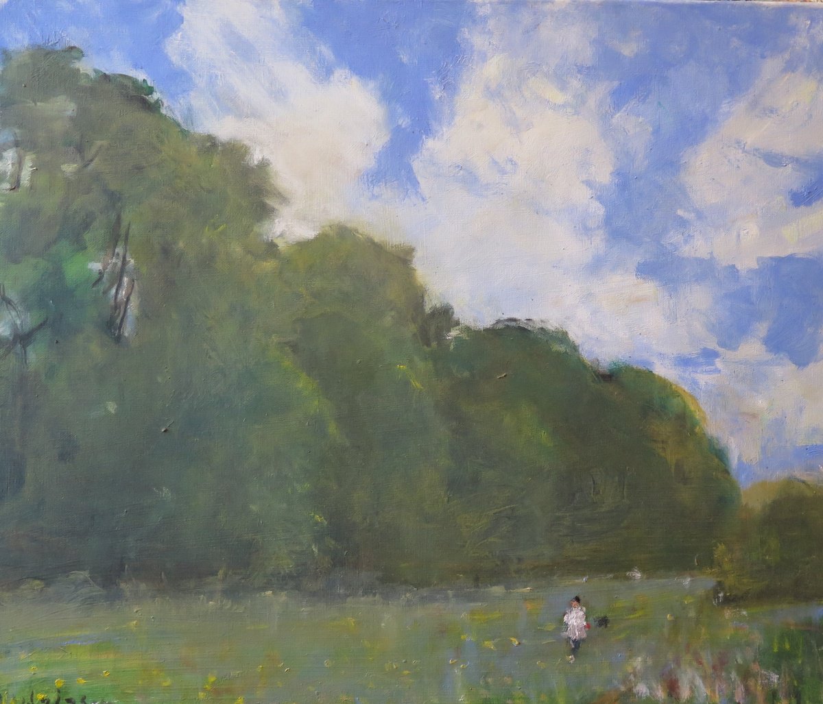 Impressionistic Landscape Oil Painting By Malcolm Ludvigsen, 24 X 20", Walmgate Stray, York, Original Artwork