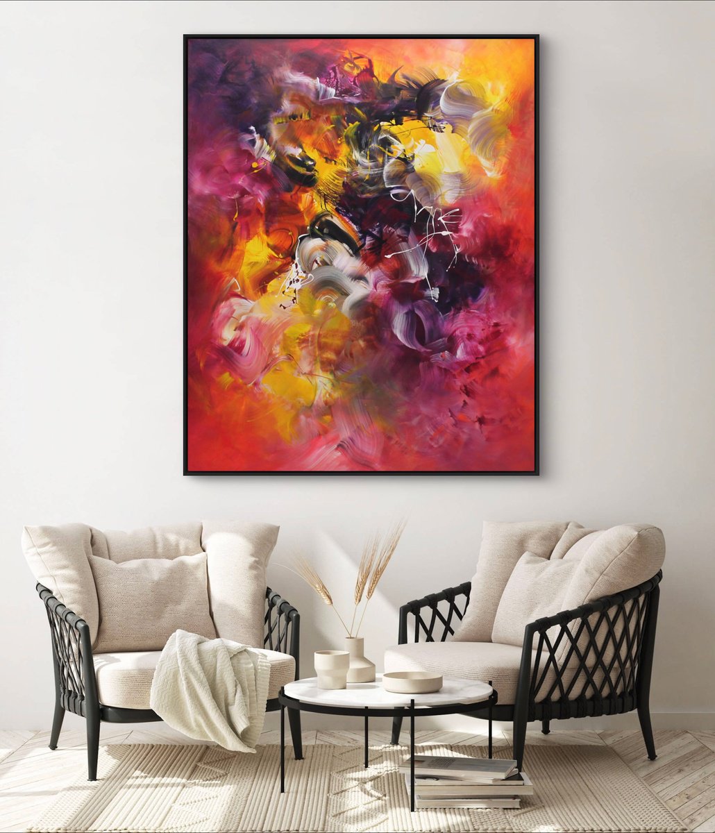 Abstract Acrylic Painting By Paresh Nrshinga Frsa, 44 X 55", Summer Memories, Original Artwork
