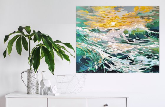 Turquoise emerald waves