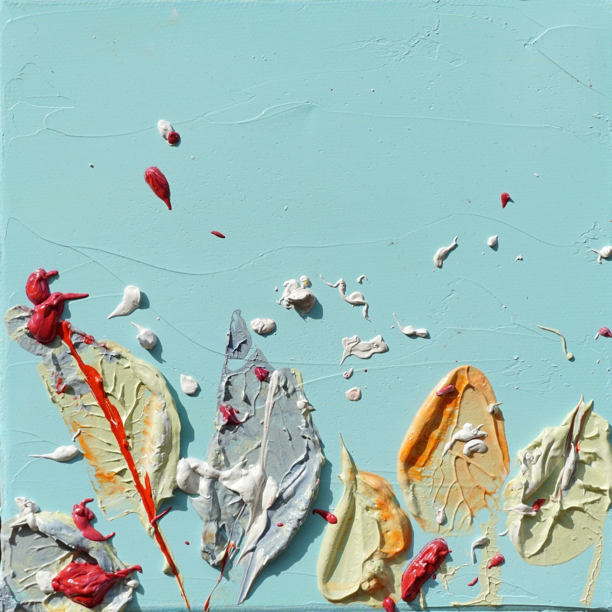 Expressive Abstract Oil Painting By Jelena B, 6 X 6, Miniatures Tula 6X6N 15X15Cm, Original Artwork