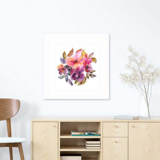 Bright color floral bouquet painting Spring boom