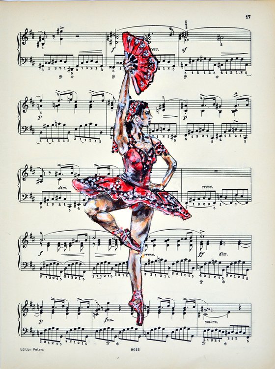 Ballerina XXXIX- Vintage Music Page, GIFT idea