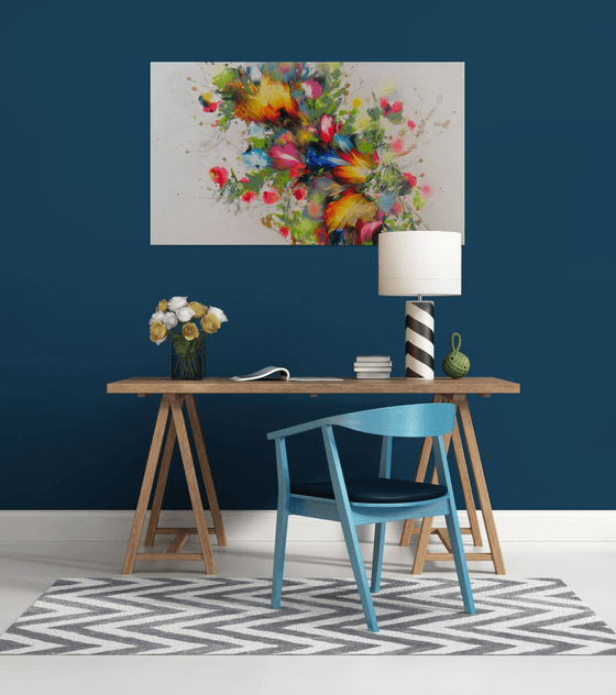 Abstract Flowers "Magic flowers of joy", Large Painting