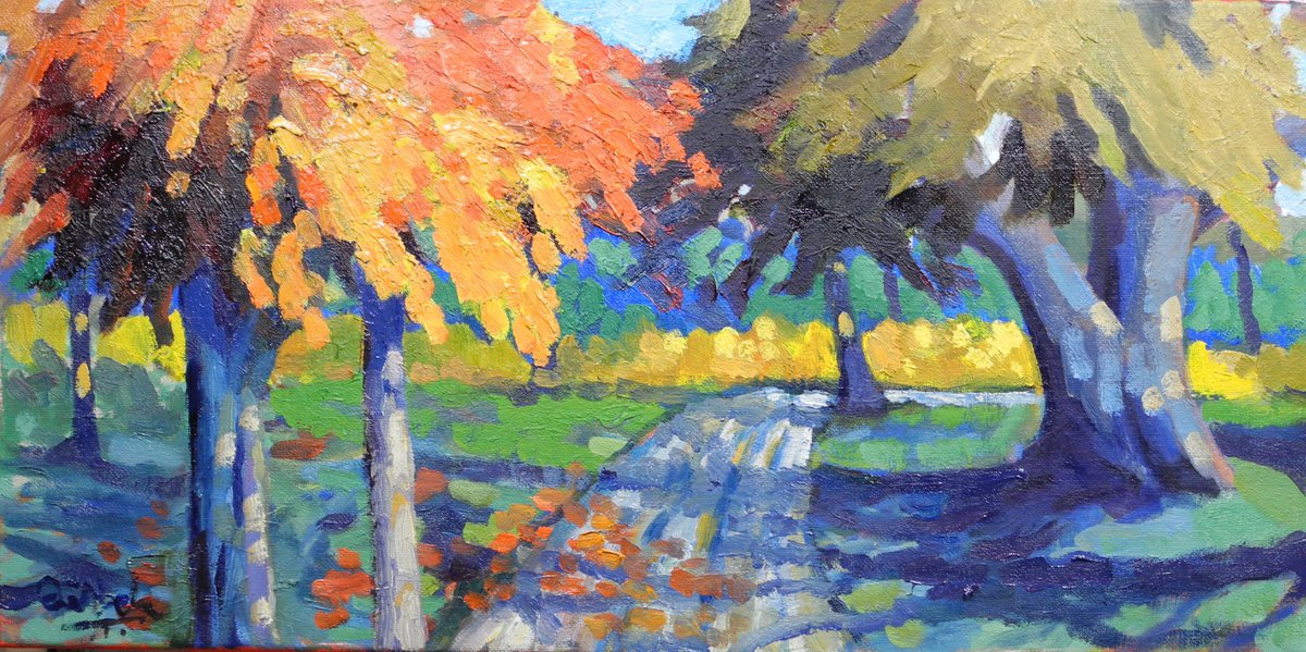 Impressionistic Landscape Oil Painting By Edward Abela, 20 X 10, Bruce