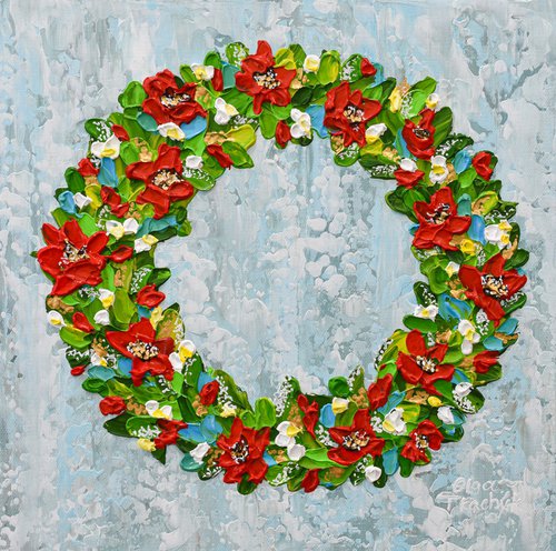 Poinsettia Wreath by Olga Tkachyk