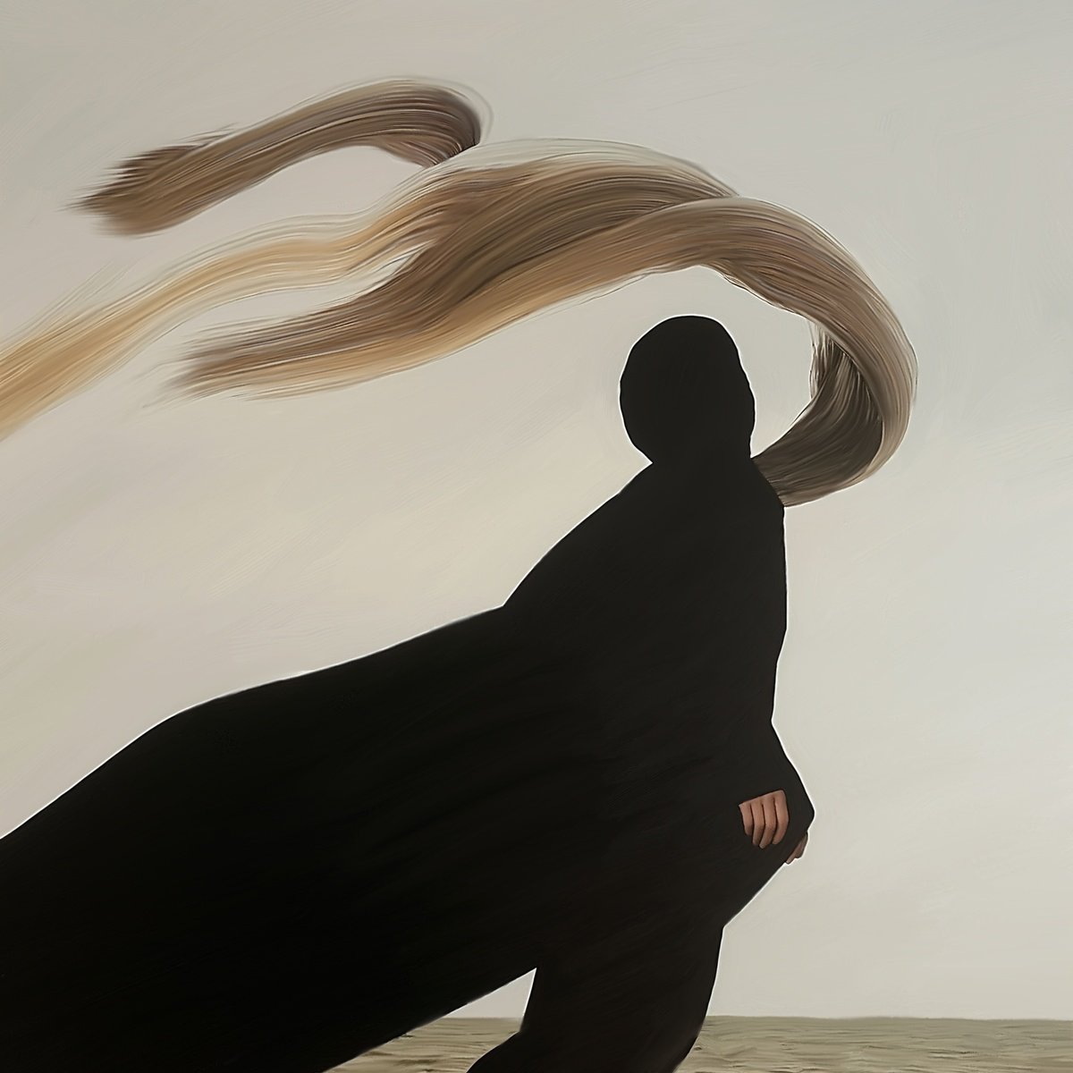 Expressive Portrait Acrylic Painting By Anzhelika Klimina, 24 X 24, Lonely Figure N14, Original Artwork