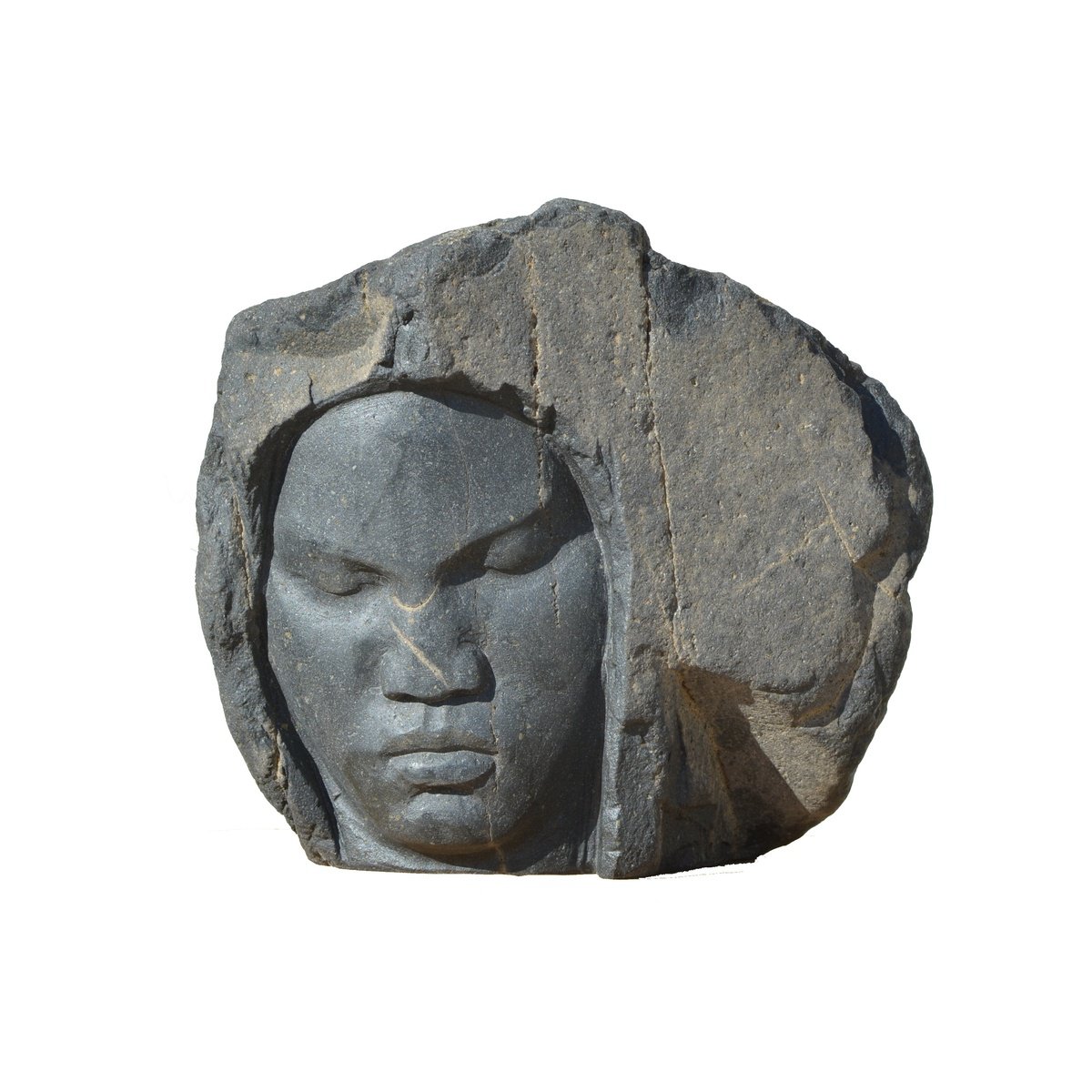 Expressive Portrait Stone Sculpture By Ognyan Chitakov, 13 X 11", "Nigerian", Original Artwork