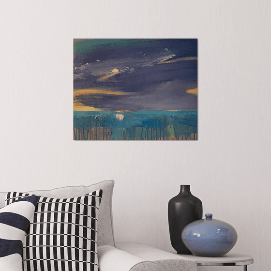 Minimalistic landscape - "Rainy sky" - Expressionism - Rain - Nature - Impressionism