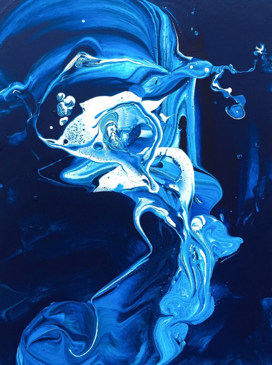 Abstract Acrylic Painting By Jean-Philippe Estebenet, 16 X 20, Les Promeneurs Des Abysses, Original Artwork