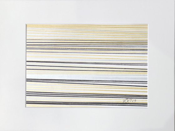 Début 38 - Abstract Optical Art - Stripes of Gold, Silver and Black