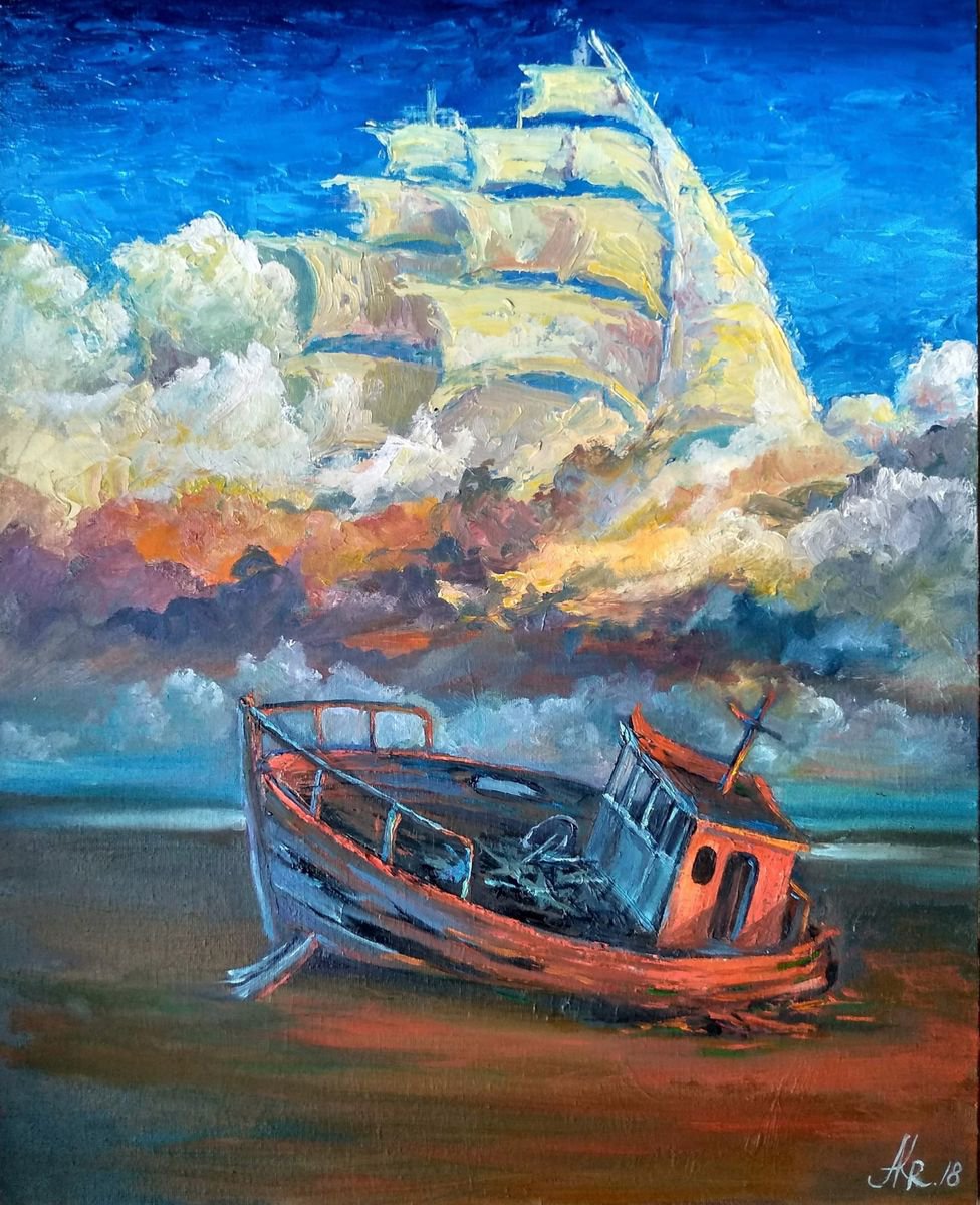 old ship painting