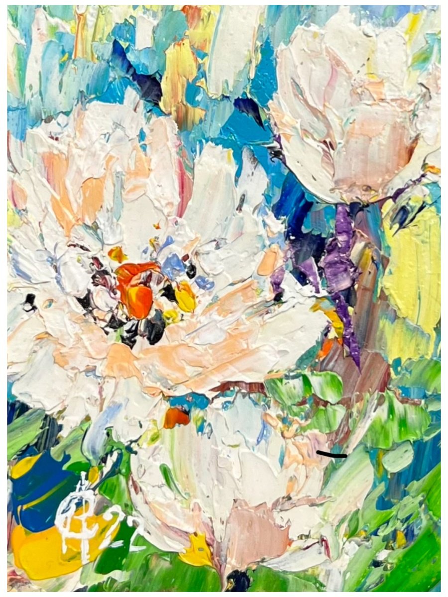 Abstract Botanical Oil Painting By Svitlana Andriichenko, 7 X 9", Kingdom, Original Artwork