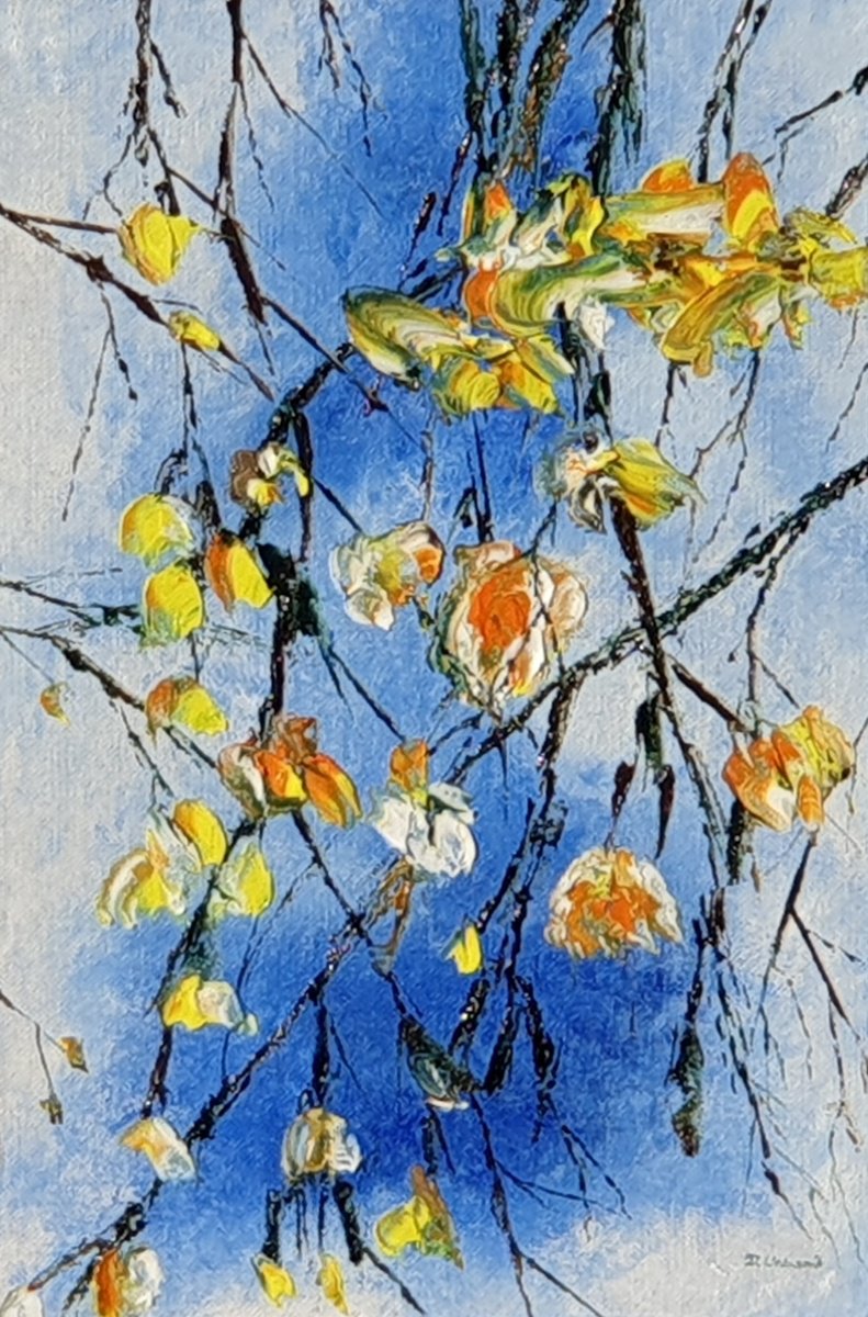 Impressionistic Landscape Oil Painting By Daniel Urbani?k, 8 X 12, Blooming Tree, Original Artwork