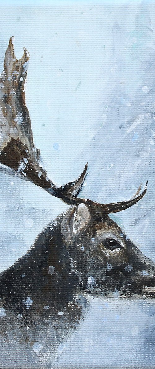 Elk in the Snowy Forest by Katerina Koroleva