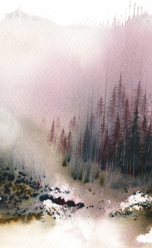 Places IV - Watercolor Pine Forest by ieva Janu