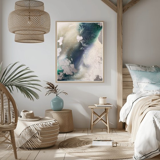 Ivory Abstract with Silver