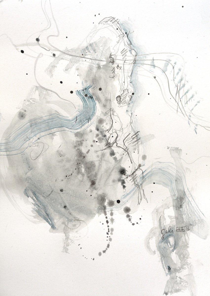 Expressive Animal Painting By Benedicte Gele, 8 X 12, Equine Nude 261, Original Artwork