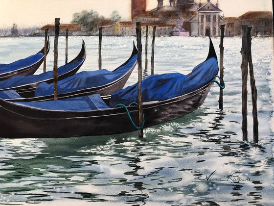 Venice cityscape with gondolas