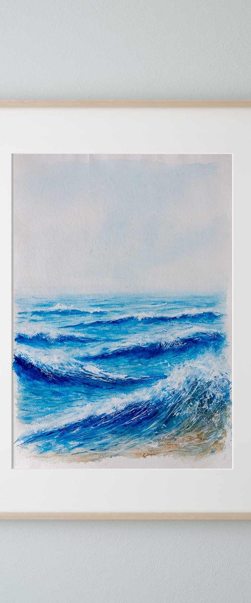 "Ocean Diary, July 25th, 2019" mixed-media painting by Eve Devore